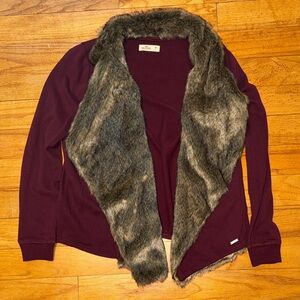 Cardigan with Faux Fur Trim